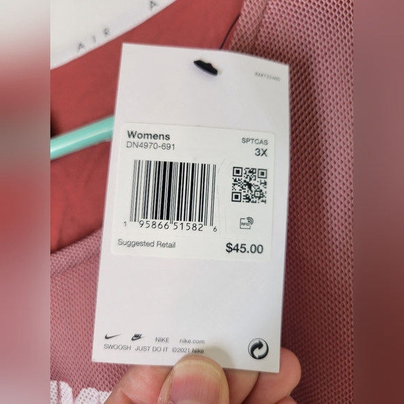 NWT Nike Air Logo Mesh Overlay Cropped Tee 3X Rust Pink - Picture 4 of 4